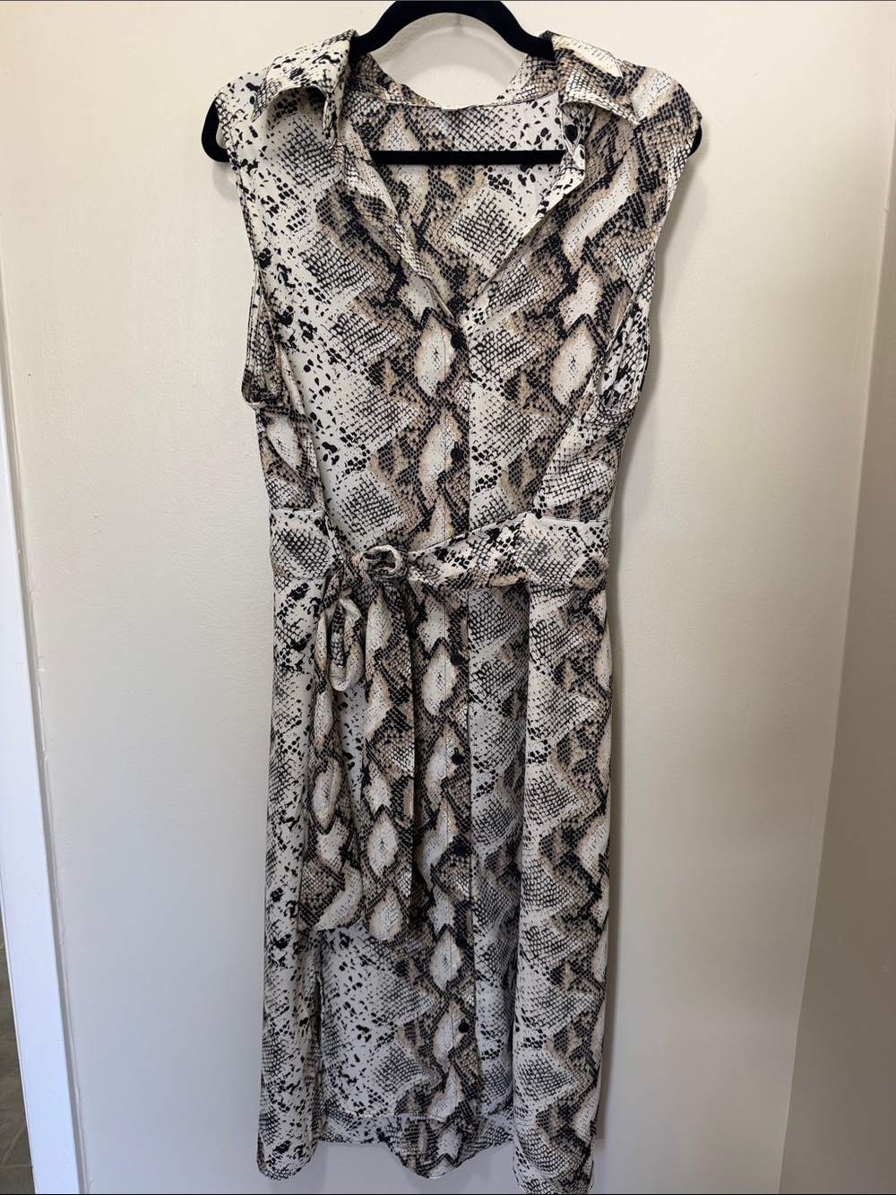 C Snake-Print Sleeveless Tunic Dress - Brown, White, Black